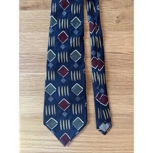 Givenchy Monsieur Vintage Necktie Mens‎ Geometric Pattern Silk Blue